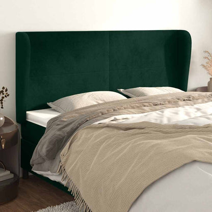 vidaXL Kopfteil mit Ohren Dunkelgrün 183x23x118/128 cm Samt