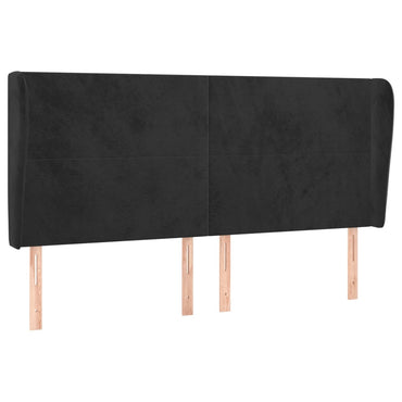 vidaXL Kopfteil mit Ohren Schwarz 203x23x118/128 cm Samt