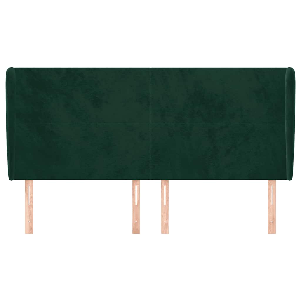 vidaXL Kopfteil mit Ohren Dunkelgrün 203x23x118/128 cm Samt