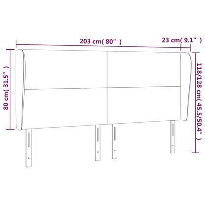 vidaXL Kopfteil mit Ohren Dunkelgrün 203x23x118/128 cm Samt
