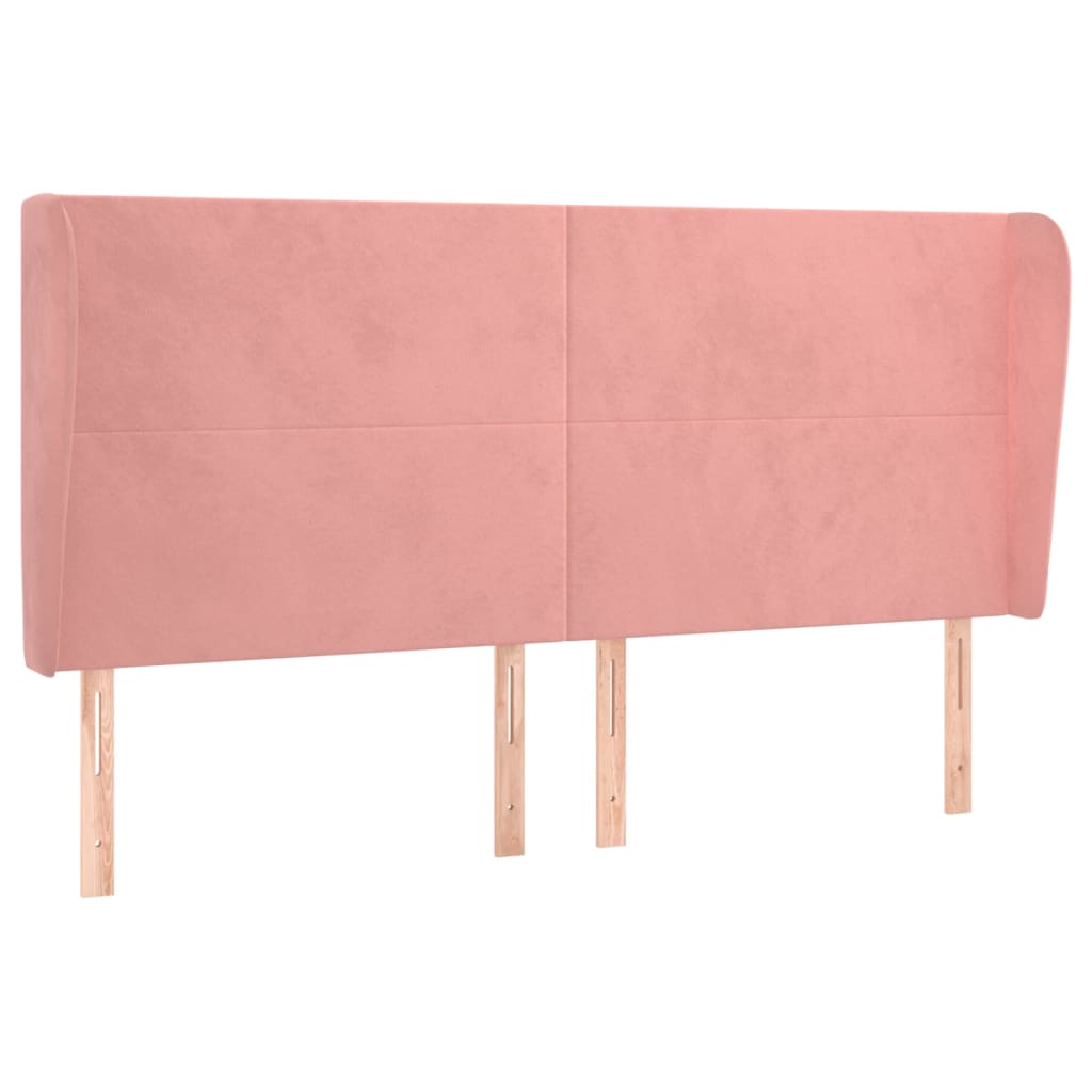 vidaXL Kopfteil mit Ohren Rosa 203x23x118/128 cm Samt