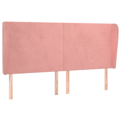 vidaXL Kopfteil mit Ohren Rosa 203x23x118/128 cm Samt