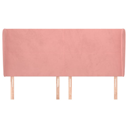 vidaXL Kopfteil mit Ohren Rosa 203x23x118/128 cm Samt