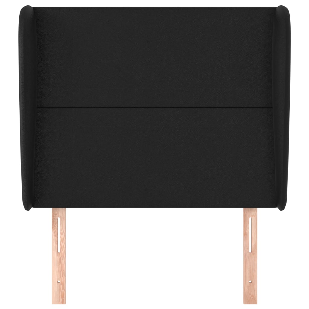 vidaXL Kopfteil mit Ohren Schwarz 93x23x118/128 cm Kunstleder