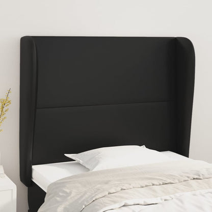 vidaXL Kopfteil mit Ohren Schwarz 93x23x118/128 cm Kunstleder