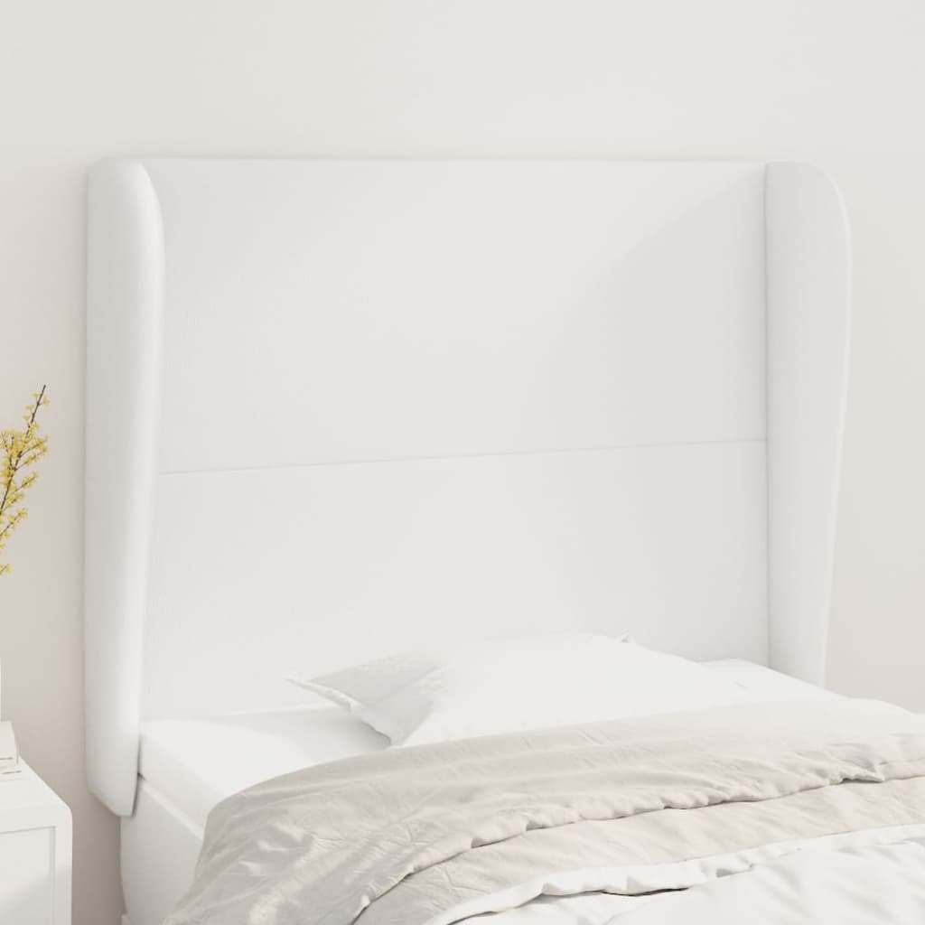 vidaXL Kopfteil mit Ohren Weiß 93x23x118/128 cm Kunstleder
