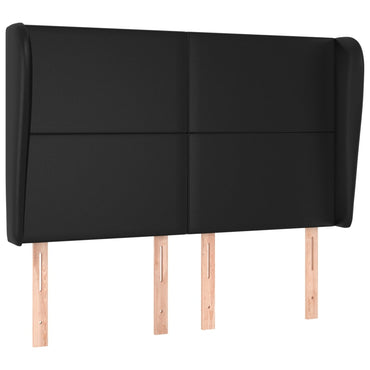 vidaXL Kopfteil mit Ohren Schwarz 147x23x118/128 cm Kunstleder