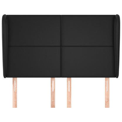 vidaXL Kopfteil mit Ohren Schwarz 147x23x118/128 cm Kunstleder