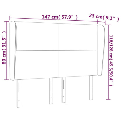 vidaXL Kopfteil mit Ohren Schwarz 147x23x118/128 cm Kunstleder