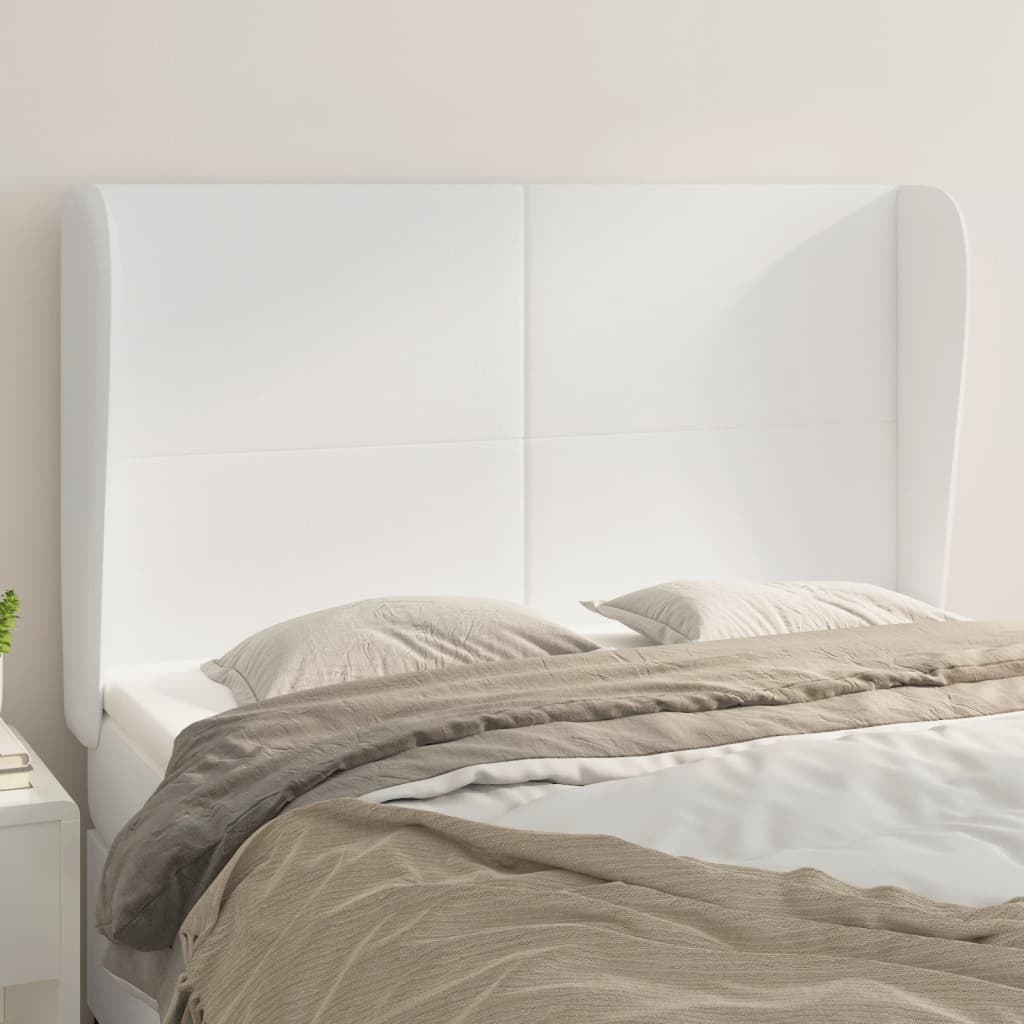 vidaXL Kopfteil mit Ohren Weiß 147x23x118/128 cm Kunstleder