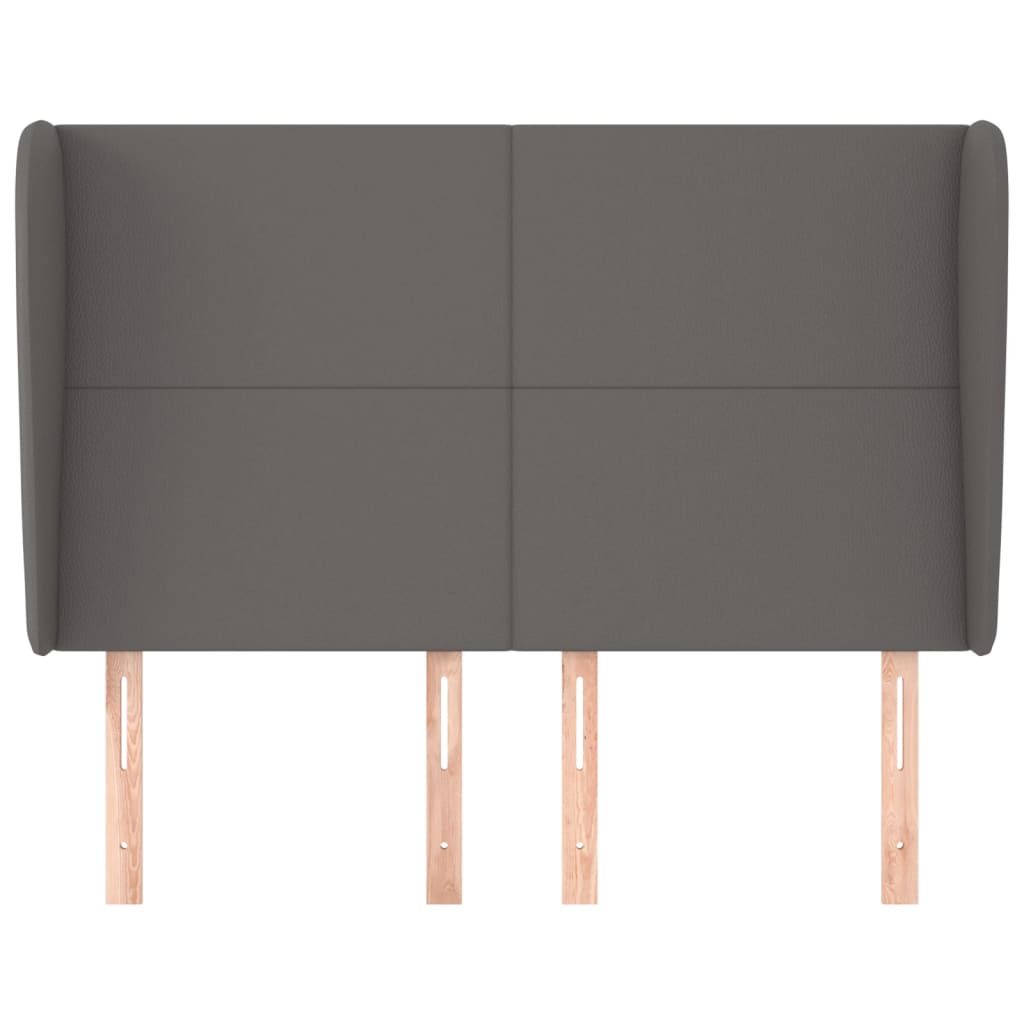 vidaXL Kopfteil mit Ohren Grau 147x23x118/128 cm Kunstleder