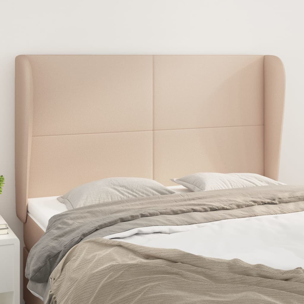 vidaXL Kopfteil mit Ohren Cappuccino-Braun 147x23x118/128cm Kunstleder
