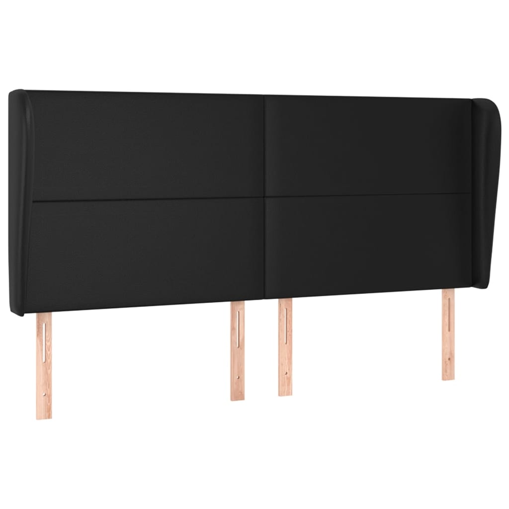 vidaXL Kopfteil mit Ohren Schwarz 163x23x118/128 cm Kunstleder