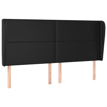 vidaXL Kopfteil mit Ohren Schwarz 163x23x118/128 cm Kunstleder