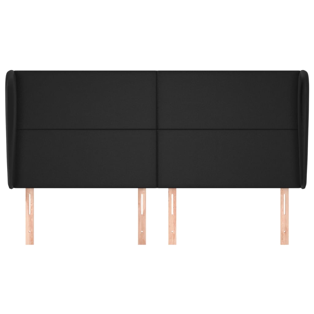 vidaXL Kopfteil mit Ohren Schwarz 163x23x118/128 cm Kunstleder