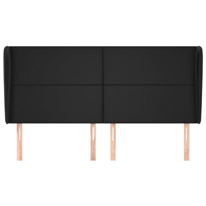 vidaXL Kopfteil mit Ohren Schwarz 163x23x118/128 cm Kunstleder