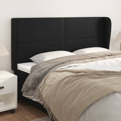 vidaXL Kopfteil mit Ohren Schwarz 163x23x118/128 cm Kunstleder