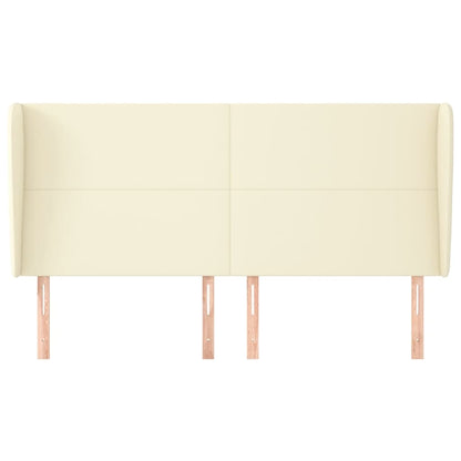 vidaXL Kopfteil mit Ohren Creme 163x23x118/128 cm Kunstleder