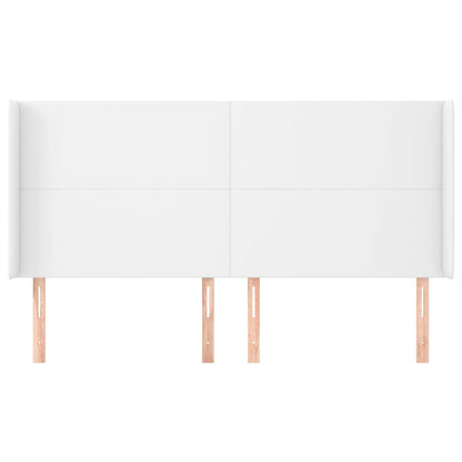 vidaXL Kopfteil mit Ohren Weiß 183x23x118/128 cm Kunstleder