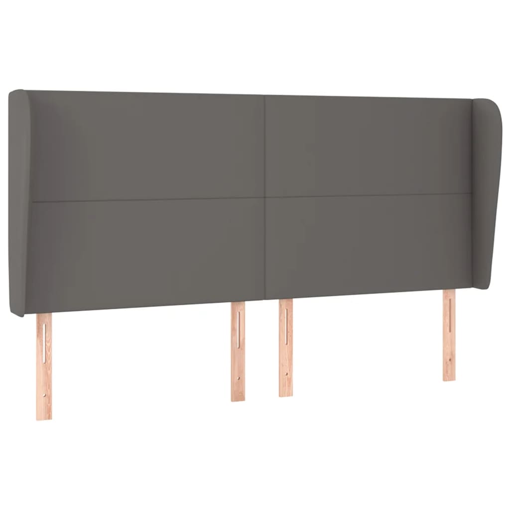 vidaXL Kopfteil mit Ohren Grau 183x23x118/128 cm Kunstleder