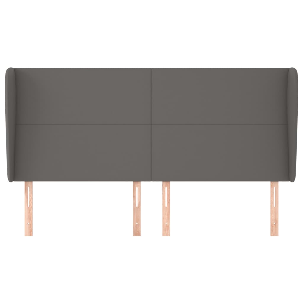 vidaXL Kopfteil mit Ohren Grau 183x23x118/128 cm Kunstleder