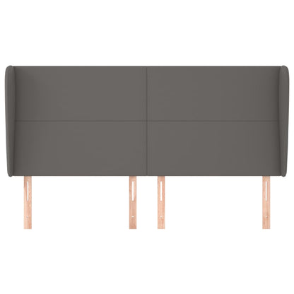vidaXL Kopfteil mit Ohren Grau 183x23x118/128 cm Kunstleder