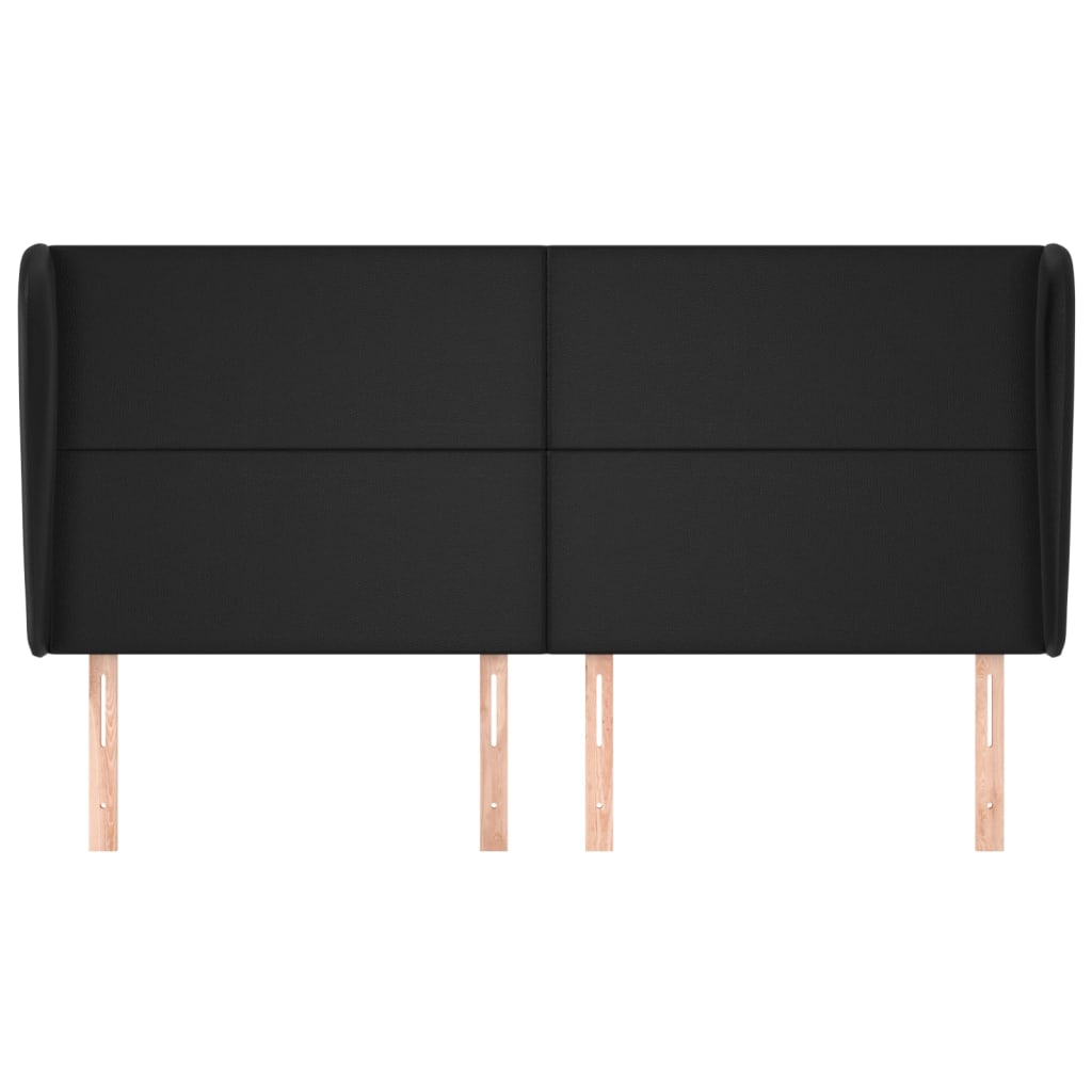 vidaXL Kopfteil mit Ohren Schwarz 203x23x118/128 cm Kunstleder
