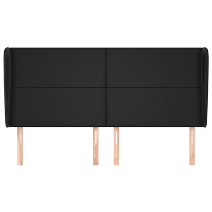 vidaXL Kopfteil mit Ohren Schwarz 203x23x118/128 cm Kunstleder