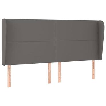 vidaXL Kopfteil mit Ohren Grau 203x23x118/128 cm Kunstleder