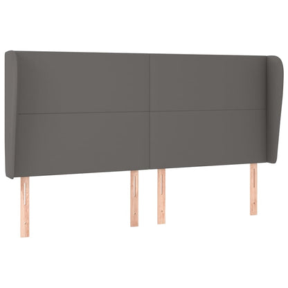 vidaXL Kopfteil mit Ohren Grau 203x23x118/128 cm Kunstleder