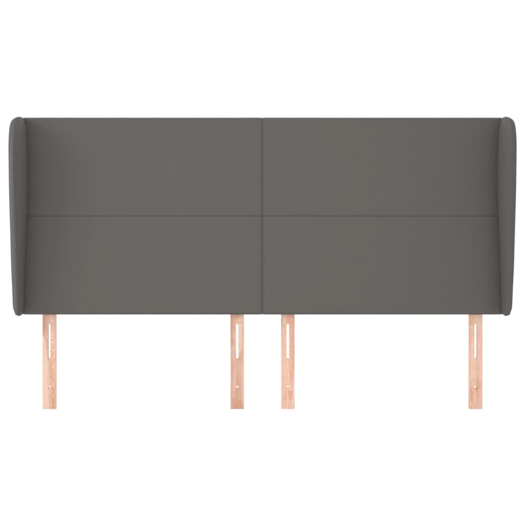 vidaXL Kopfteil mit Ohren Grau 203x23x118/128 cm Kunstleder