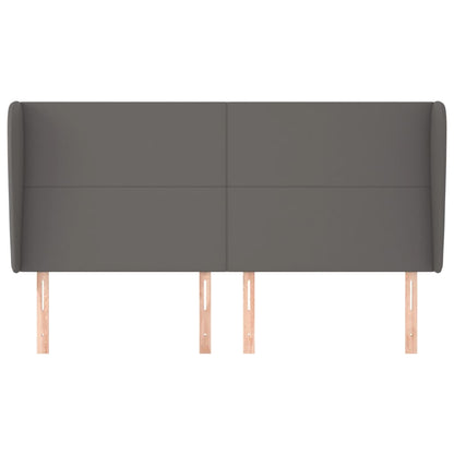 vidaXL Kopfteil mit Ohren Grau 203x23x118/128 cm Kunstleder