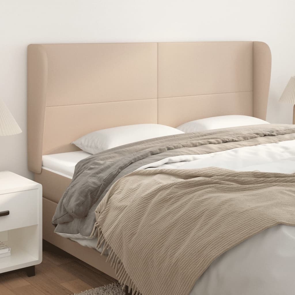 vidaXL Kopfteil mit Ohren Cappuccino-Braun 203x23x118/128cm Kunstleder