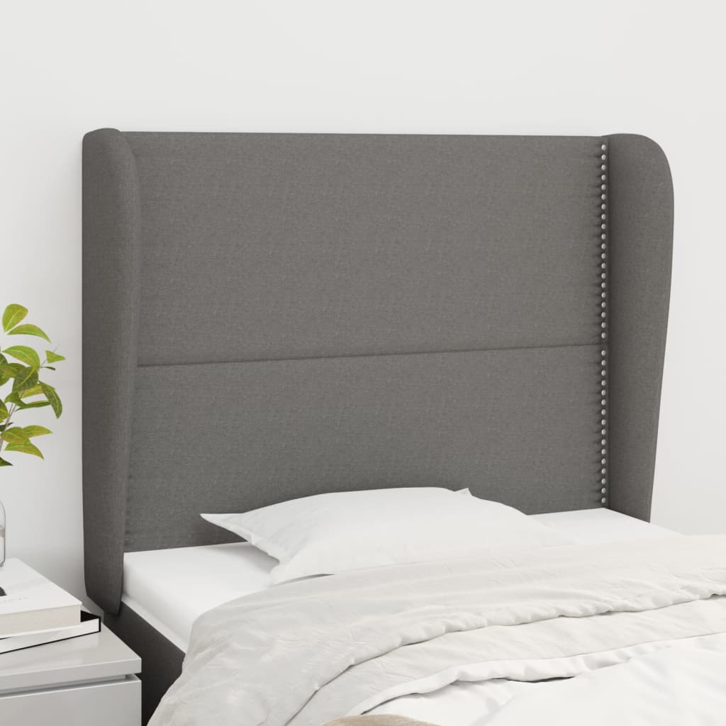 vidaXL Kopfteil mit Ohren Dunkelgrau 83x23x118/128 cm Stoff