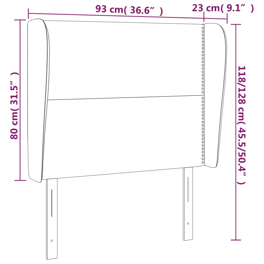 vidaXL Kopfteil mit Ohren Dunkelgrau 93x23x118/128 cm Stoff