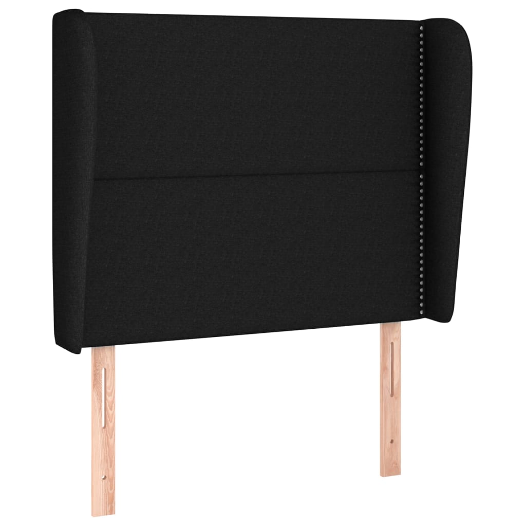 vidaXL Kopfteil mit Ohren Schwarz 93x23x118/128 cm Stoff