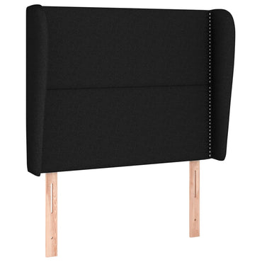 vidaXL Kopfteil mit Ohren Schwarz 93x23x118/128 cm Stoff