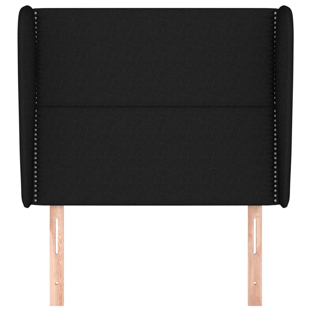 vidaXL Kopfteil mit Ohren Schwarz 93x23x118/128 cm Stoff