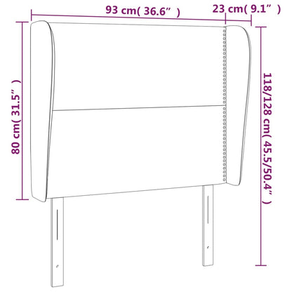 vidaXL Kopfteil mit Ohren Schwarz 93x23x118/128 cm Stoff