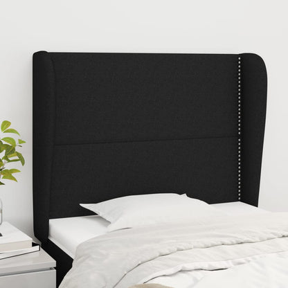 vidaXL Kopfteil mit Ohren Schwarz 93x23x118/128 cm Stoff