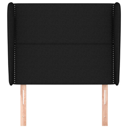 vidaXL Kopfteil mit Ohren Schwarz 103x23x118/128 cm Stoff