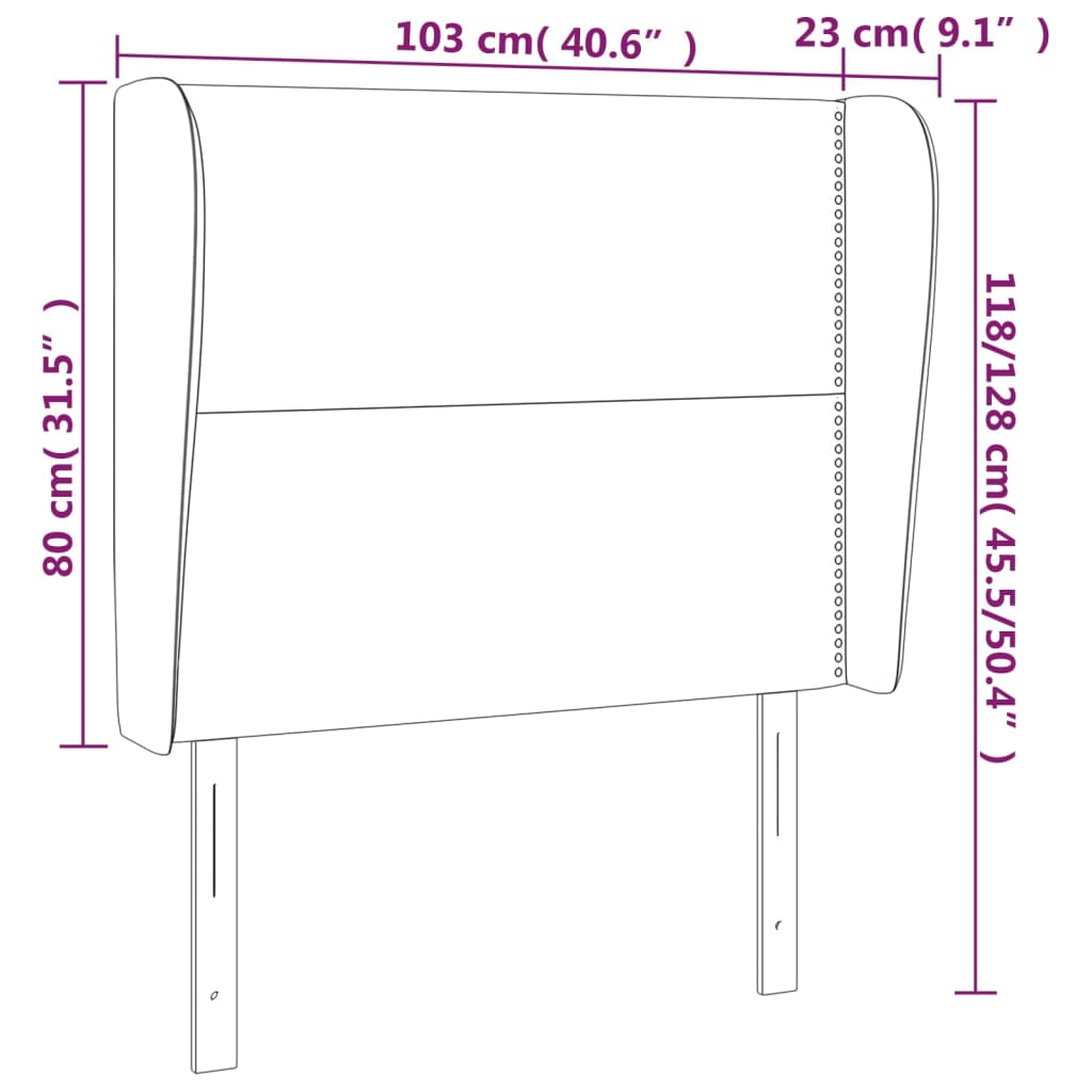 vidaXL Kopfteil mit Ohren Creme 103x23x118/128 cm Stoff