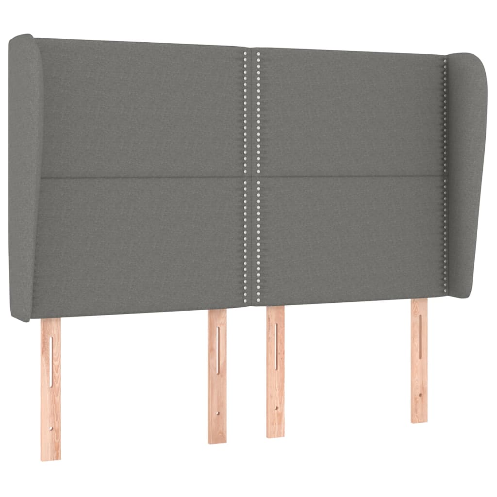 vidaXL Kopfteil mit Ohren Dunkelgrau 147x23x118/128 cm Stoff