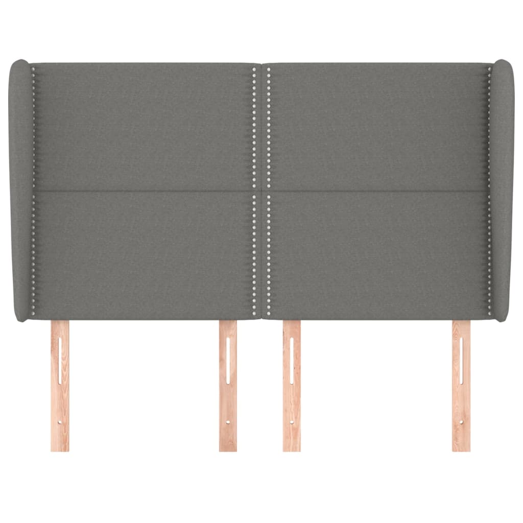 vidaXL Kopfteil mit Ohren Dunkelgrau 147x23x118/128 cm Stoff
