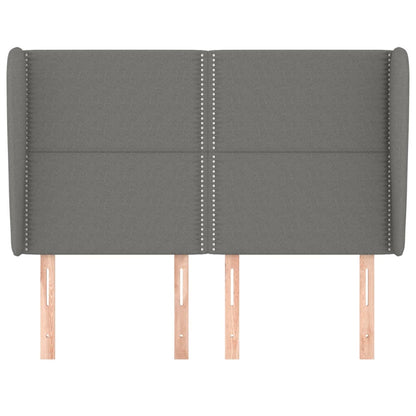 vidaXL Kopfteil mit Ohren Dunkelgrau 147x23x118/128 cm Stoff