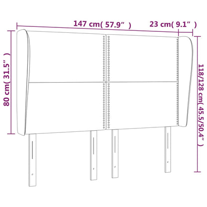 vidaXL Kopfteil mit Ohren Dunkelgrau 147x23x118/128 cm Stoff