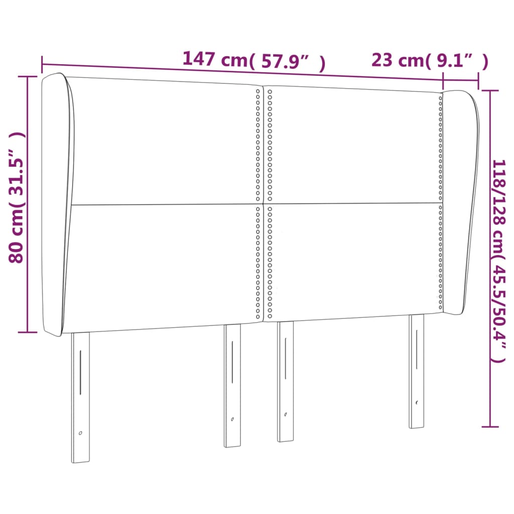 vidaXL Kopfteil mit Ohren Creme 147x23x118/128 cm Stoff