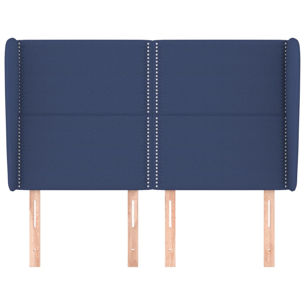 vidaXL Kopfteil mit Ohren Blau 147x23x118/128 cm Stoff