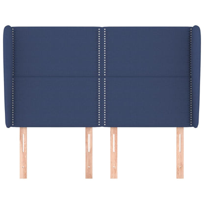 vidaXL Kopfteil mit Ohren Blau 147x23x118/128 cm Stoff