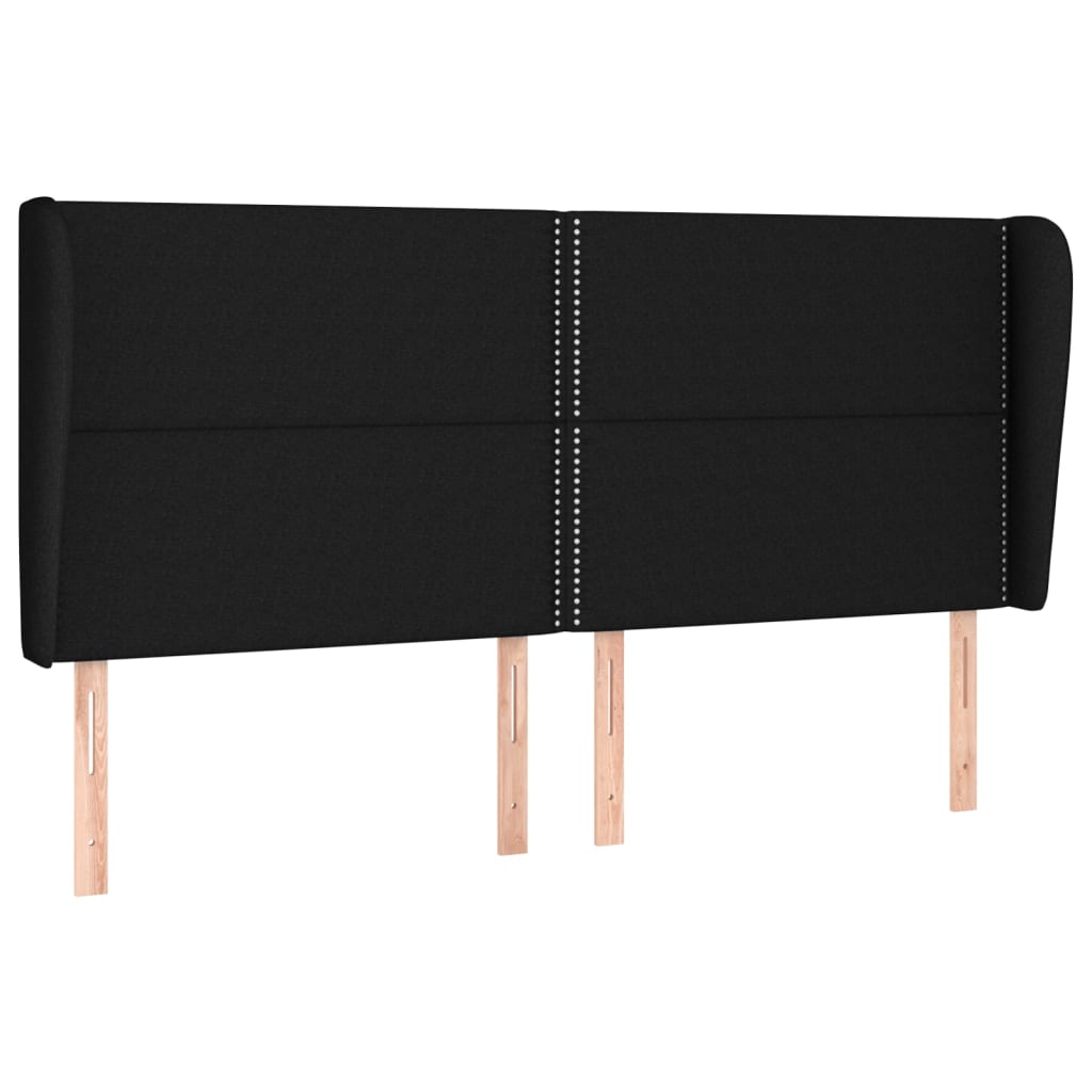 vidaXL Kopfteil mit Ohren Schwarz 163x23x118/128 cm Stoff